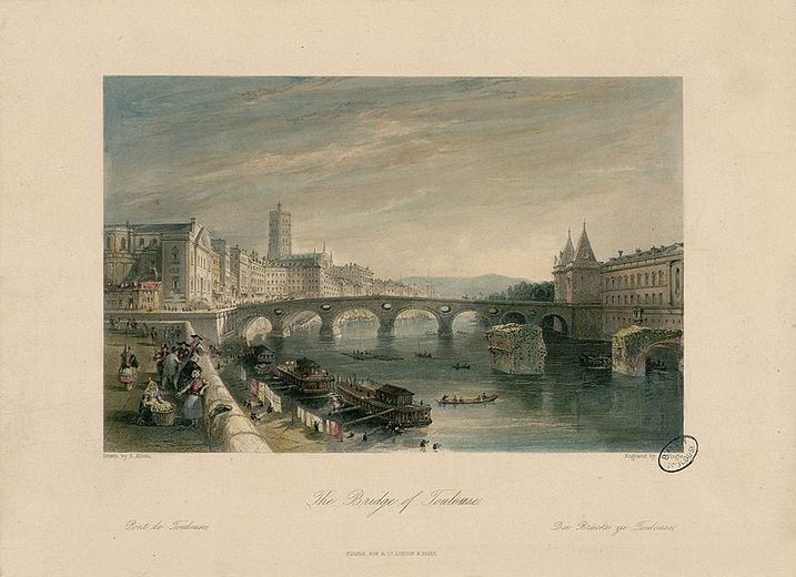 Le Pont-Neuf vers 1840 par Thomas Allom - Domaine public/Bibliothèque municipale de Toulouse